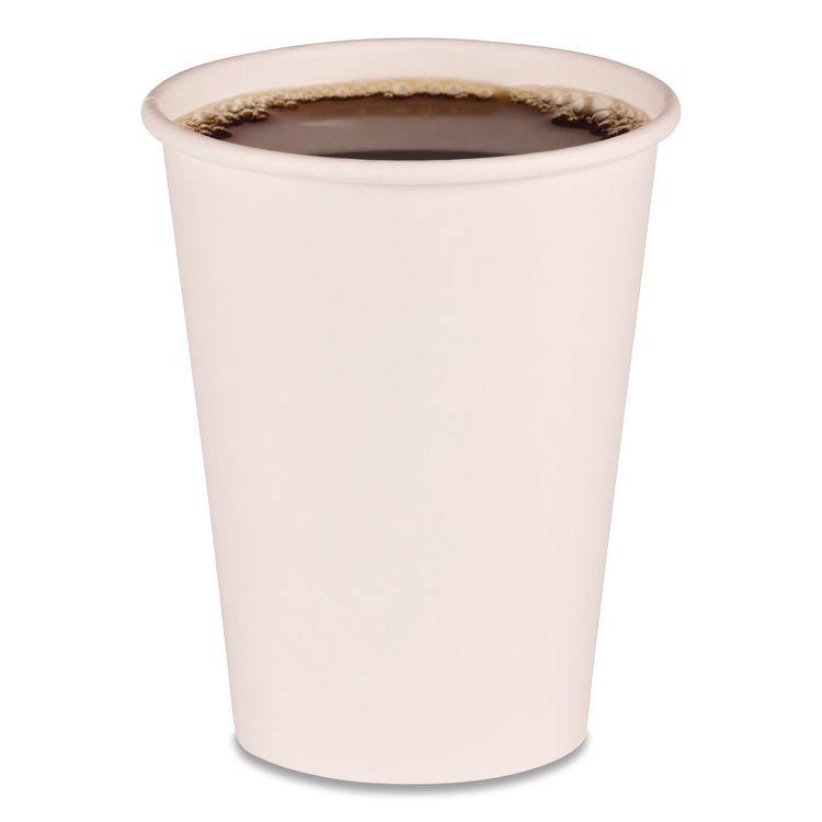 Paper Hot Cups, 12 oz, White, 50/Sleeve, 20 Sleeves/Carton