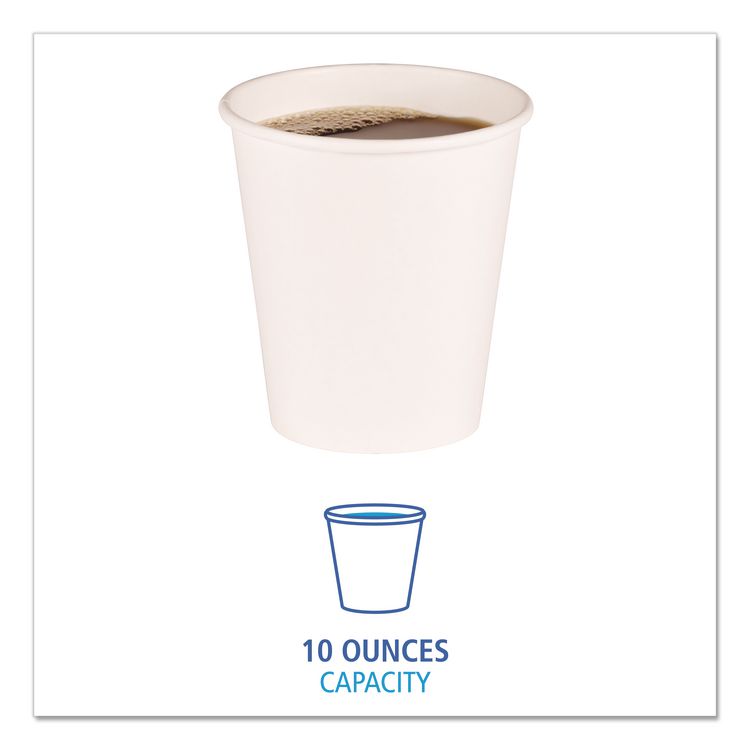 Paper Hot Cups, 10 oz, White, 50/Sleeve, 20 Sleeves/Carton