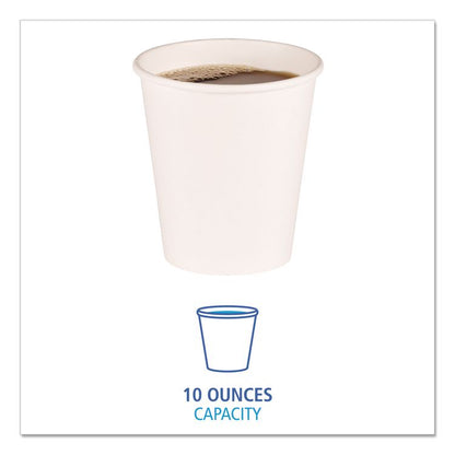 Paper Hot Cups, 10 oz, White, 50/Sleeve, 20 Sleeves/Carton