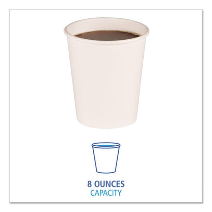 Paper Hot Cups, 8 oz, White, 50/Sleeve, 20 Sleeves/Carton