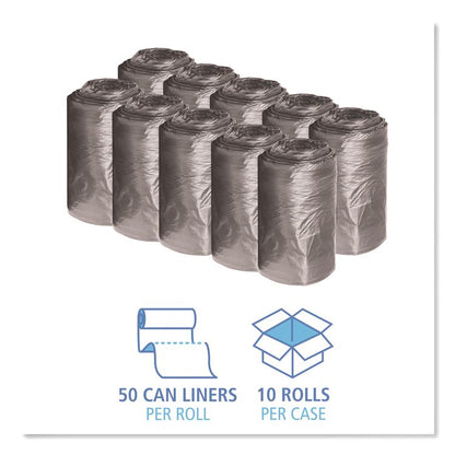 Low-Density Waste Can Liners, 16 gal, 0.35 mil, 24" x 32", Black, Perforated Roll, 50 Bags/Roll, 10 Rolls/Carton