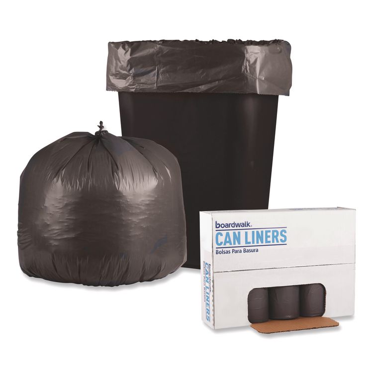 Low-Density Waste Can Liners, 30 gal, 0.95 mil, 30" x 36", Gray, Perforated Roll, 25 Bags/Roll, 4 Rolls/Carton