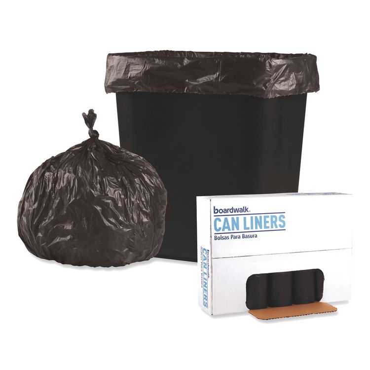 Low-Density Waste Can Liners, 16 gal, 0.35 mil, 24" x 32", Black, Perforated Roll, 50 Bags/Roll, 10 Rolls/Carton