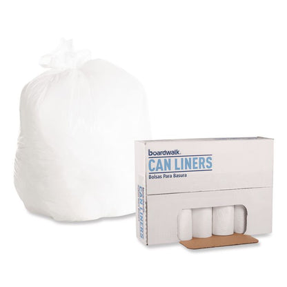 Low-Density Waste Can Liners, 30 gal, 0.6 mil, 30" x 36", White, Perforated Roll, 25 Bags/Roll, 8 Rolls/Carton