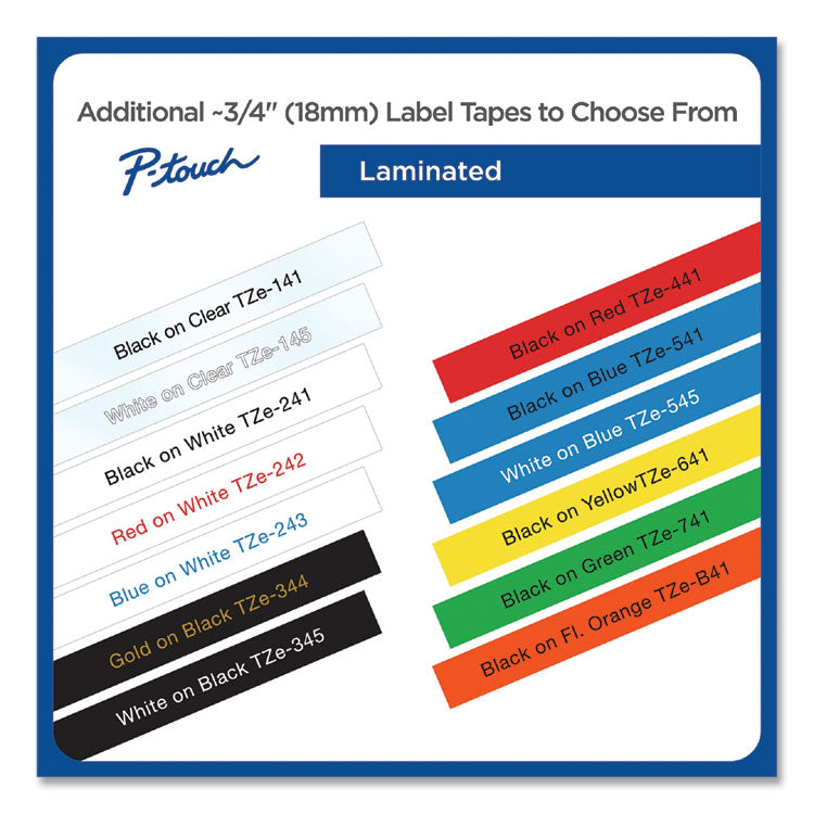 TZe Standard Adhesive Laminated Labeling Tape, 0.7" x 26.2 ft, White on Clear