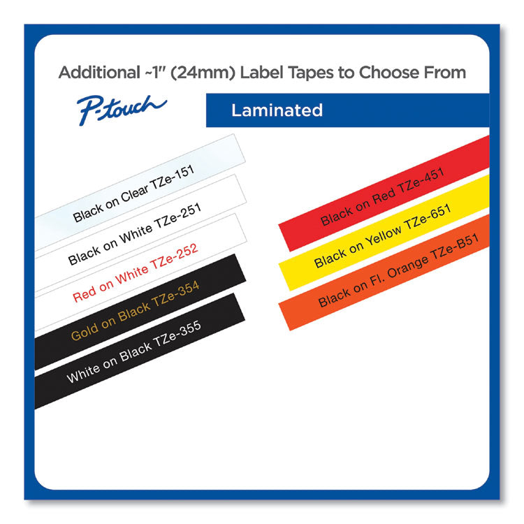 TZe Standard Adhesive Laminated Labeling Tape, 0.94" x 26.2 ft, Black on Clear