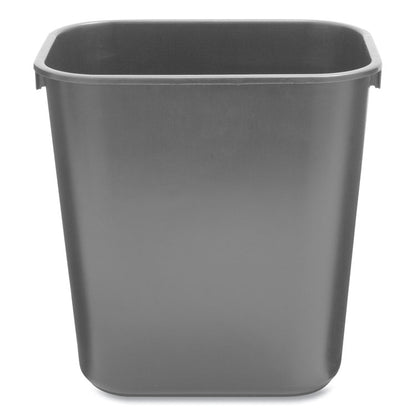 Deskside Plastic Wastebasket, 3.5 gal, Plastic,  Black
