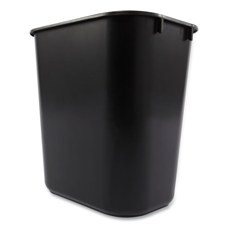 Deskside Plastic Wastebasket, 3.5 gal, Plastic,  Black