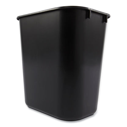 Deskside Plastic Wastebasket, 3.5 gal, Plastic,  Black