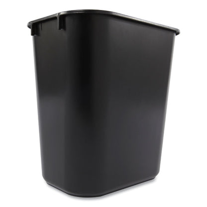 Deskside Plastic Wastebasket, 3.5 gal, Plastic,  Black