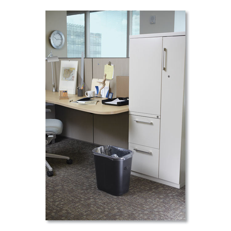 Deskside Plastic Wastebasket, 3.5 gal, Plastic,  Black