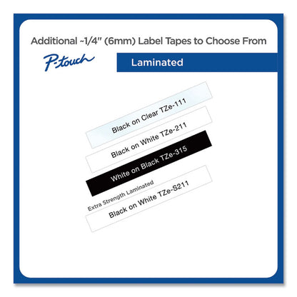 TZe Standard Adhesive Laminated Labeling Tape, 0.23" x 26.2 ft, White on Black
