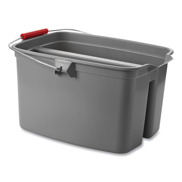 Double Utility Pail, 19 qt, Plastic, Gray
