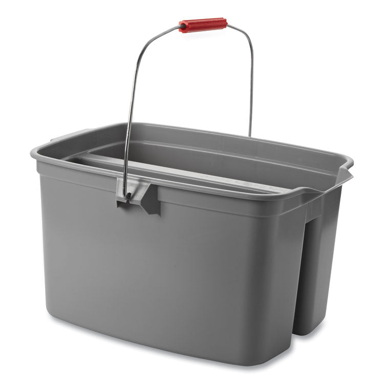 Double Utility Pail, 19 qt, Plastic, Gray