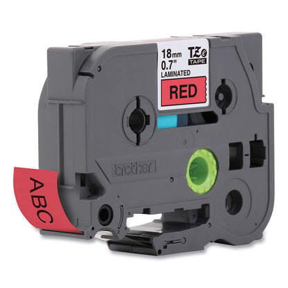 TZe Standard Adhesive Laminated Labeling Tape, 0.7" x 26.2 ft, Black on Red