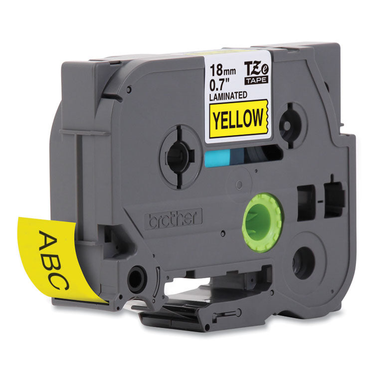 TZe Standard Adhesive Laminated Labeling Tape, 0.7" x 26.2 ft, Black on Yellow