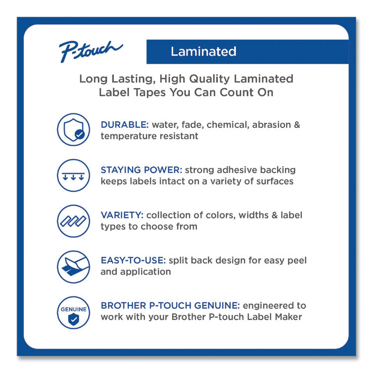 TZe Standard Adhesive Laminated Labeling Tape, 0.7" x 26.2 ft, White on Blue
