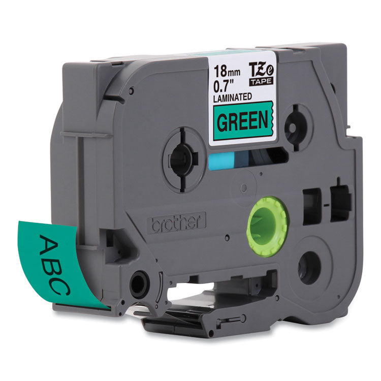 TZe Standard Adhesive Laminated Labeling Tape, 0.7" x 26.2 ft, Black on Green
