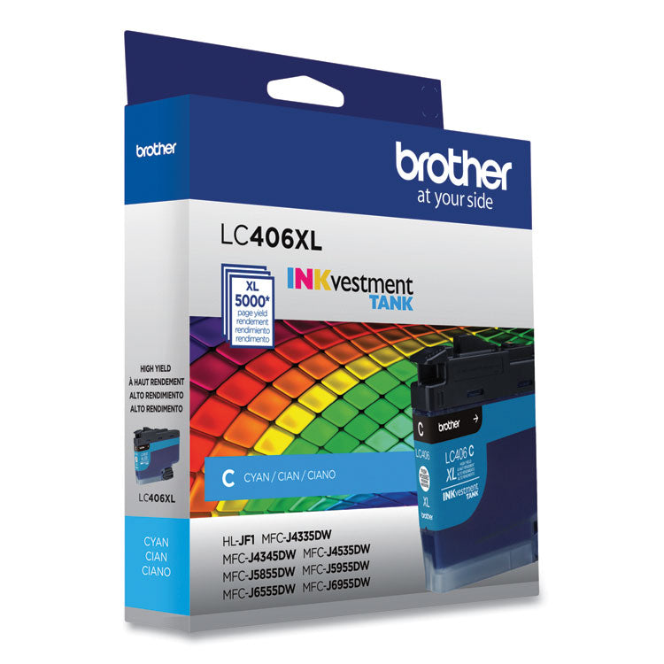 LC406XLCS INKvestment High-Yield Ink, 5,000 Page-Yield, Cyan