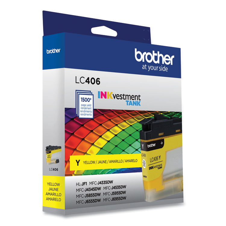 LC406YS INKvestment Ink, 1,500 Page-Yield, Yellow