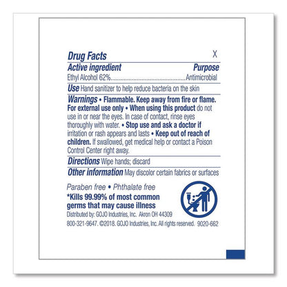 Premoistened Sanitizing Hand Wipes, Individually Wrapped, 5 x 7, Unscented, White, 1,000/Carton