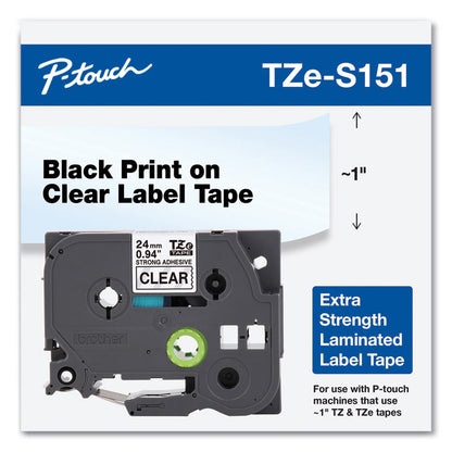 TZe Extra-Strength Adhesive Laminated Labeling Tape, 0.94" x 26.2 ft, Black on Clear