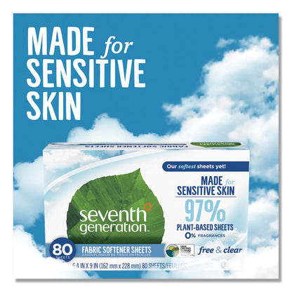 Natural Fabric Softener Sheets, Unscented, 80 Sheets/Box, 4/Carton