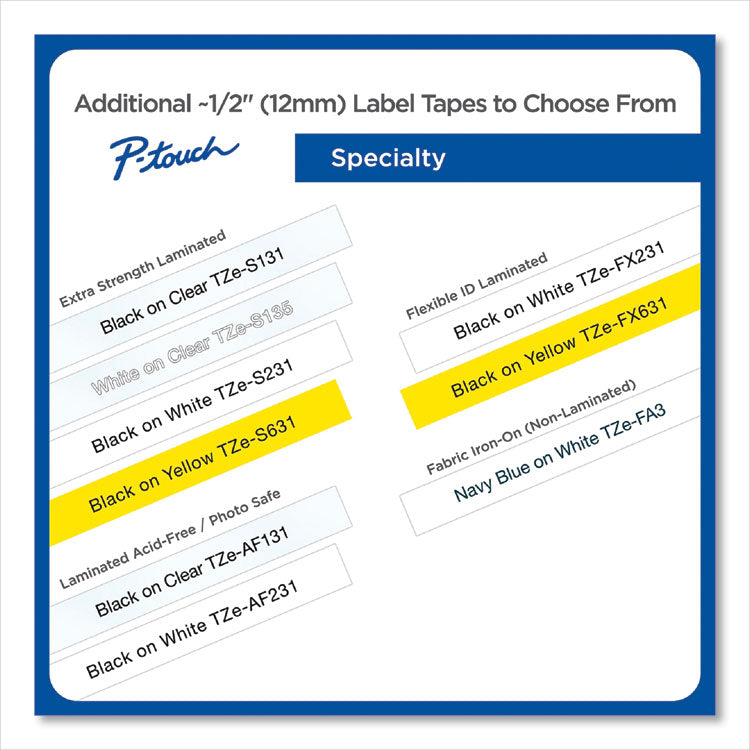 TZe Extra-Strength Adhesive Laminated Labeling Tape, 0.47" x 26.2 ft, Black on Yellow