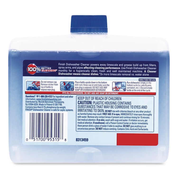 Dishwasher Cleaner, Fresh Scent, 8.45 oz Bottle, 6/Carton