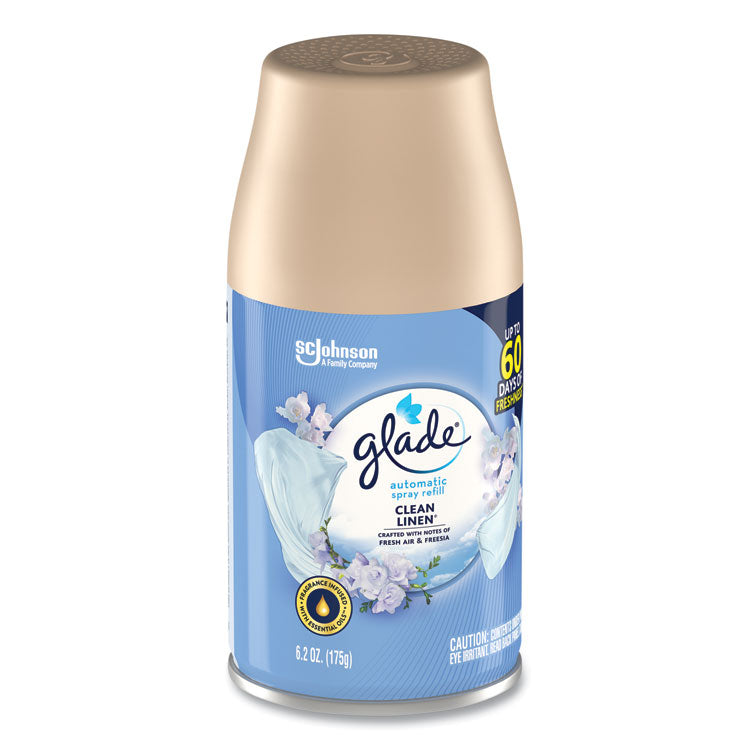 Automatic Air Freshener, Clean Linen, 6.2 oz Spray Can, 6/Carton
