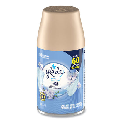 Automatic Air Freshener, Clean Linen, 6.2 oz Spray Can, 6/Carton