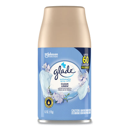 Automatic Air Freshener, Clean Linen, 6.2 oz Spray Can, 6/Carton