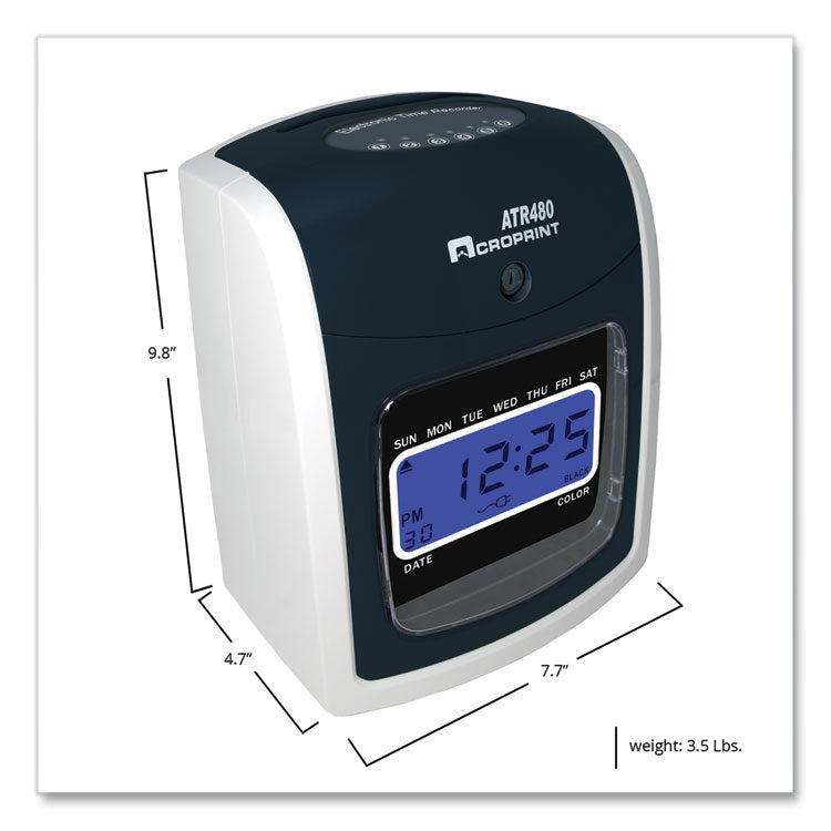 ATR480 Time Clock and Accessories Bundle, Digital Display, White/Charcoal