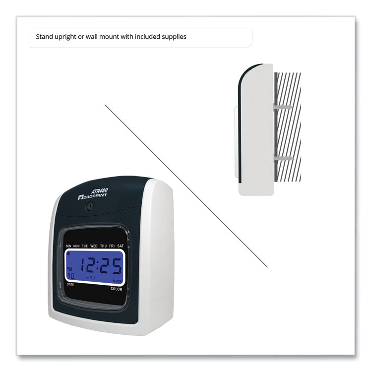 ATR480 Time Clock and Accessories Bundle, Digital Display, White/Charcoal