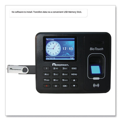 BioTouch Time Clock and Badges Bundle, 10,000 Employees, Black