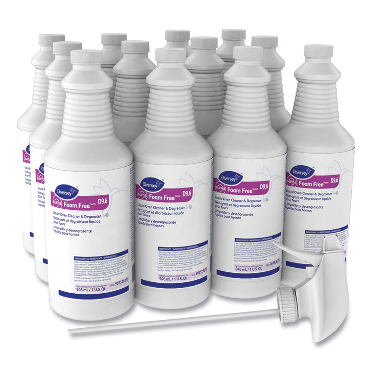 Suma Foam Free D9.6 Liquid Oven Cleaner and Degreaser, 32 oz Bottle, 12/Carton