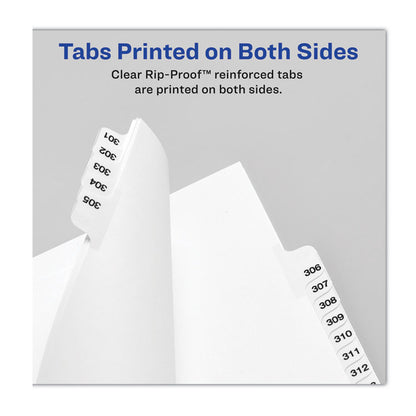 Preprinted Legal Exhibit Side Tab Index Dividers, Avery Style, 25-Tab, 226 to 250, 11 x 8.5, White, 1 Set, (1339)