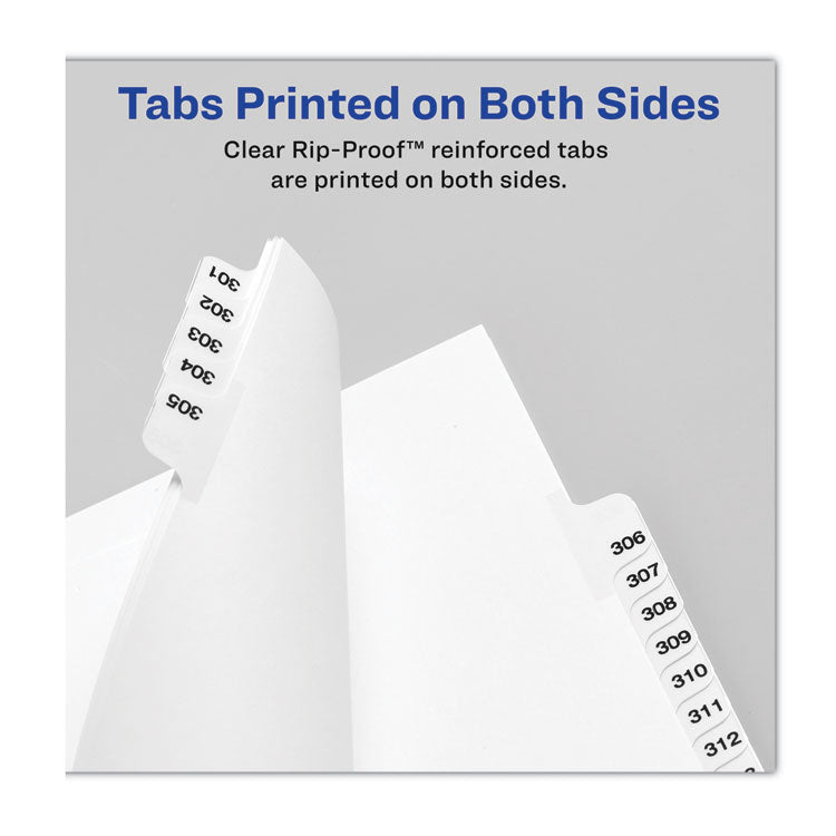 Preprinted Legal Exhibit Side Tab Index Dividers, Avery Style, 25-Tab, 176 to 200, 11 x 8.5, White, 1 Set, (1337)