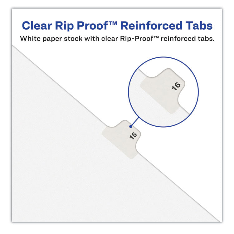 Preprinted Legal Exhibit Side Tab Index Dividers, Avery Style, 10-Tab, 13, 11 x 8.5, White, 25/Pack