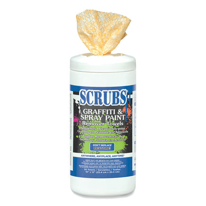 Graffiti and Spray Paint Remover Towels, Citrus, 10 x 12, Neutral Scent, White/Orange, 30/Canister, 6 Canisters/Carton