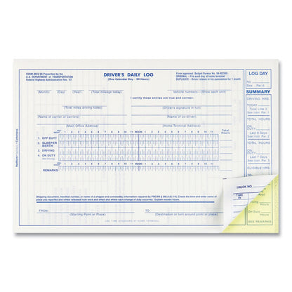 Driver's Daily Log Book, Two-Part Carbonless, 8.75 x 5.38, 31 Forms Total
