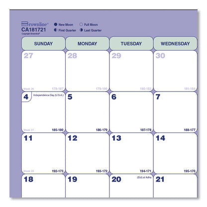 Academic 13-Month Binder-Insertable Desk Pad Calendar, 11 x 8.5, White/Blue/Green Sheets, 13-Month: July 2025 to July 2026