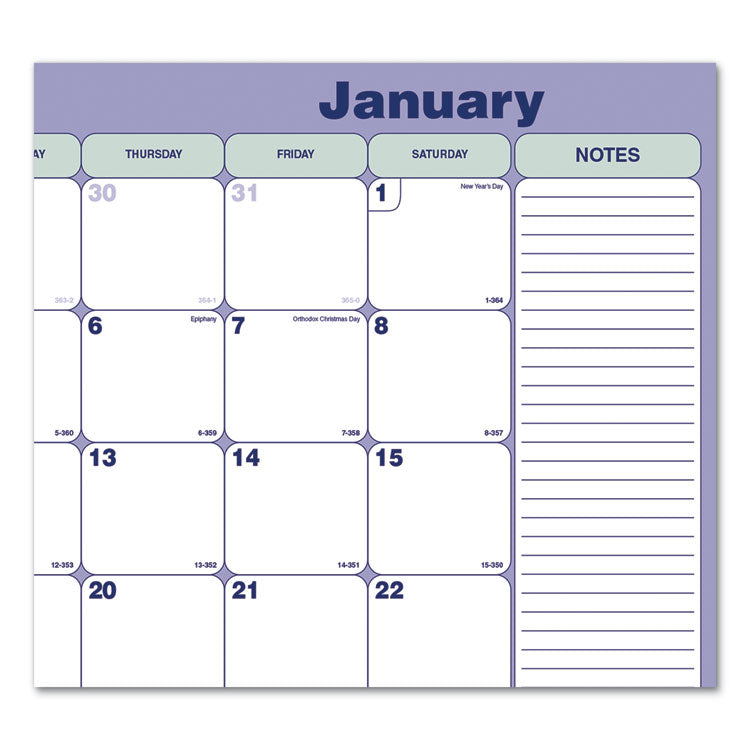 Monthly Desk Pad Calendar, 21.25 x 16, White/Blue/Green Sheets, Black Binding, Black Corners, 12-Month (Jan to Dec): 2026