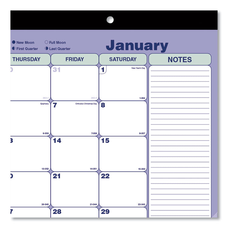 Monthly Desk Pad Calendar, 17.75 x 10.88, White/Blue/Green Sheets, Black Binding, Clear Corners, 12-Month (Jan to Dec): 2026