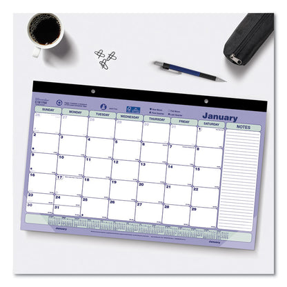 Monthly Desk Pad Calendar, 17.75 x 10.88, White/Blue/Green Sheets, Black Binding, Clear Corners, 12-Month (Jan to Dec): 2026