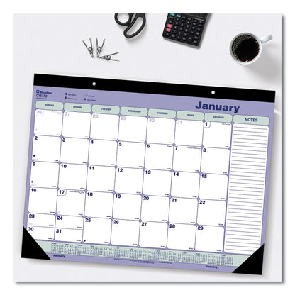 Monthly Desk Pad Calendar, 21.25 x 16, White/Blue/Green Sheets, Black Binding, Black Corners, 12-Month (Jan to Dec): 2026