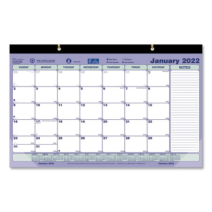 Monthly Desk Pad Calendar, 17.75 x 10.88, White/Blue/Green Sheets, Black Binding, Clear Corners, 12-Month (Jan to Dec): 2026