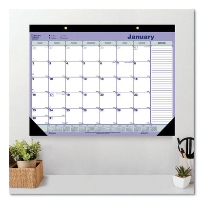 Monthly Desk Pad Calendar, 21.25 x 16, White/Blue/Green Sheets, Black Binding, Black Corners, 12-Month (Jan to Dec): 2026