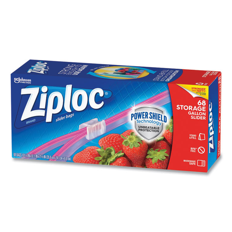 Slider Storage Bags, Gallon, 9.5" x 2.63" x 10.56", Clear, 9/Carton