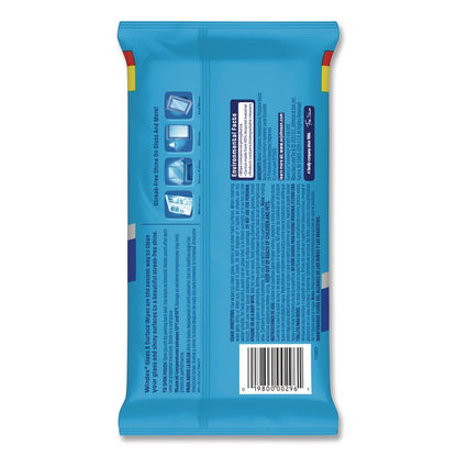 Glass and Surface Wet Wipe, Cloth, 7 x 8, Unscented, White, 38/Pack